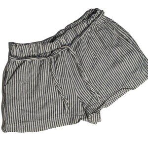 BCBGeneration Shorts Women Large Pull-on Paperbag Striped Woven Linen Blend L